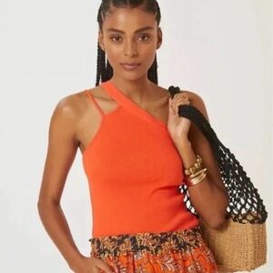 Anthropologie Vibrant Orange Asymmetric Camisole